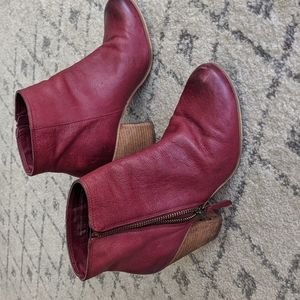BP Leather Heeled Ankle Booties - Wine/Burgundy - Size 8